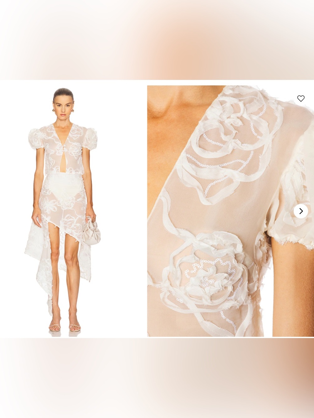 House of Sunny White Sheer Floral Appliqué Maxi Dress